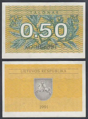 LITAUEN - LITHUANIA - 0,50 TALONAS 1991 PICK 31a XF (2)    (27441
