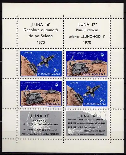 RUMÄNIEN - ROMANIA 1971 Mi.Block 82 ** Raumfahrt Luna 16 + 17   (87107