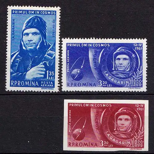 RUMÄNIEN - ROMANIA 1961 Mi.1962-64 ** Raumfahrt Cosmonaut Juri Gagarin   (87109