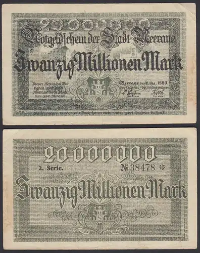 Meerane 20 Millionen Mark 1923 Notgeld Sachsen EMERGENCY MONEY   (27563