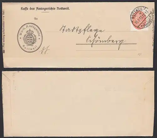 Rottweil Württemberg Amtsgericht 1933 Dienstbrief Gerichtskosten EF 129  (21697