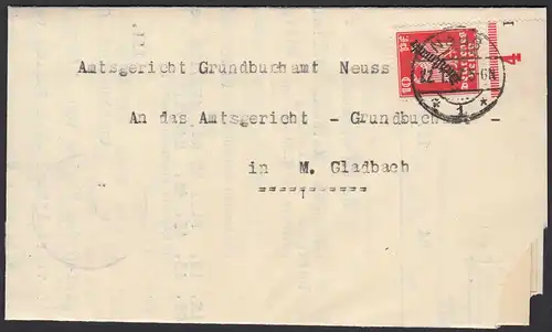 1927 Neuss - M.Gladbch Grundbuchblatt Büttgen-Linning EF Mi 107 UR