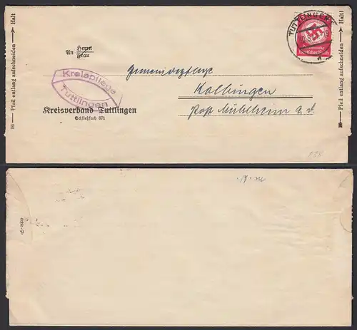 Münster 1941 Dienstbrief EF mit Mi. D138 Mahnung Tuttlingen - Kolbingen   (21689