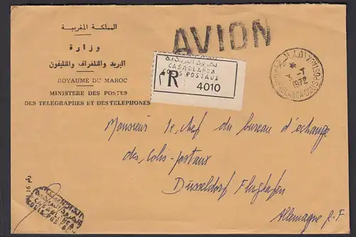 Marokko - Morocco 1972 Post R-Brief CASABLANCA nach DÜSSELDORF  (26059