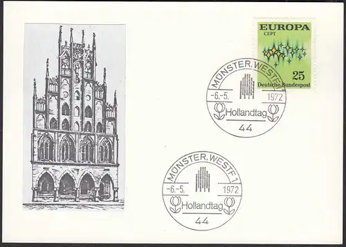 Münster Westf. 1972 Sonderkarte mit Rathaus und SST Hollandtag   (87132