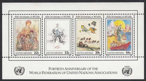 UNO New York 1986 40 JAHRE Weltverband WFUNA Block 9 postfrisch   (65034