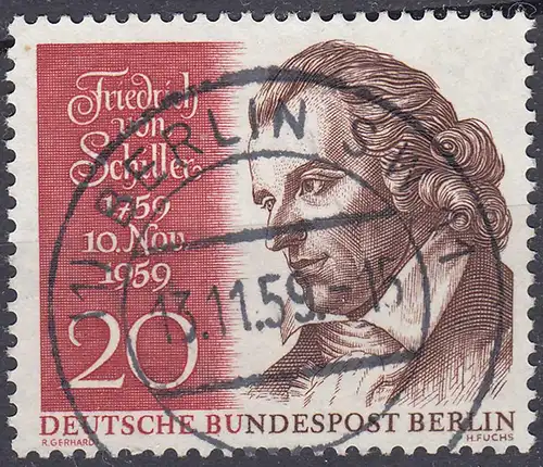 BERLIN - 20 Pfennig Schiller 1959 Mi.190 Vollstempel  (65051