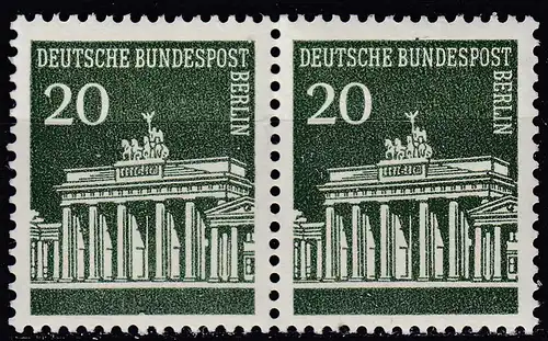 BERLIN - 20 Pfennig Brandenburger Tor im Paat Mi.287 postfr. 1966 MNH    (65056
