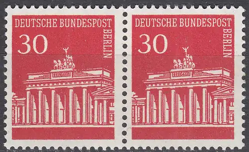 BERLIN - 30 Pfennig Brandenburger Tor im Paat Mi.288 postfr. 1966 MNH    (65057