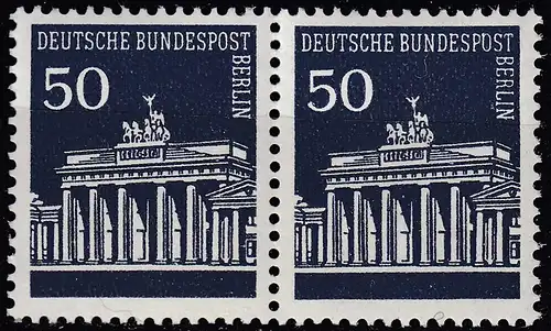 BERLIN - 50 Pfennig Brandenburger Tor im Paat Mi.289 postfr. 1966 MNH    (65058