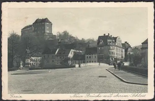 AK Greiz Thüringen Neue Brücke mit oberen Schloss 1929    (65071