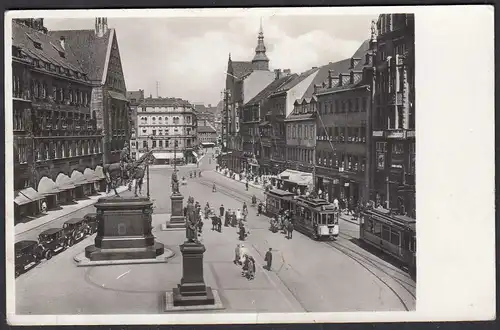 AK Chemnitz Sachsen Markt Strassenbahn 30er Jahre    (65074