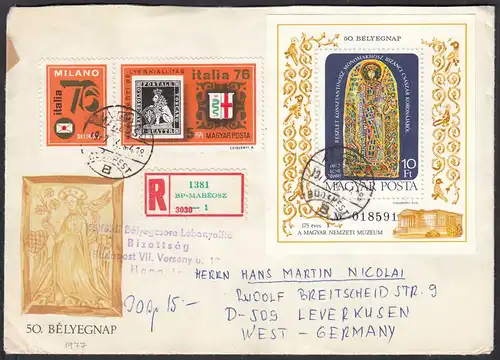 Ungarn R-Brief 1977 von Budapest nach Leverkusen     (65104