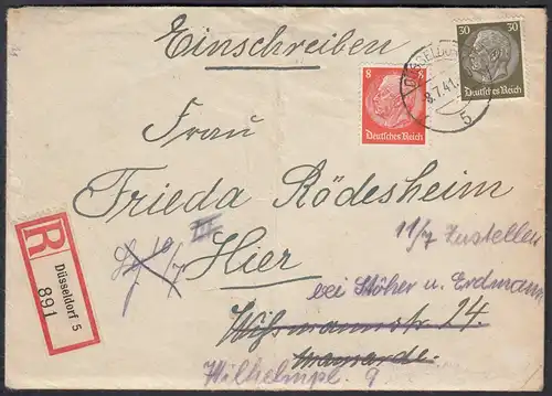 DEUTSCHES REICH 1941 R.Orts-Brief Düsseldorf mit Inhalt   (65162