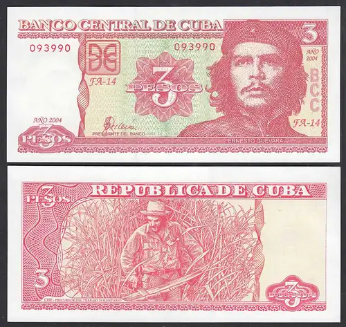 Kuba - Cuba 3 Pesos 2004 Pick 127a aUNC (1-)      (27828