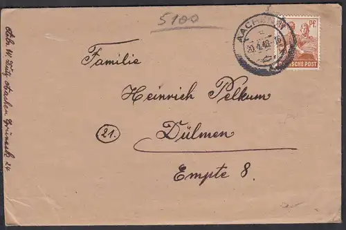 Aachen 1948 Brief mit Inhalt nach Dülmen Empte     (65206