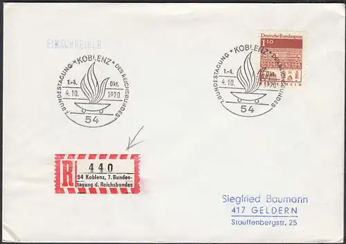 Koblenz 1970 R-Brief SST mit Sonder R-Zettel    (65208