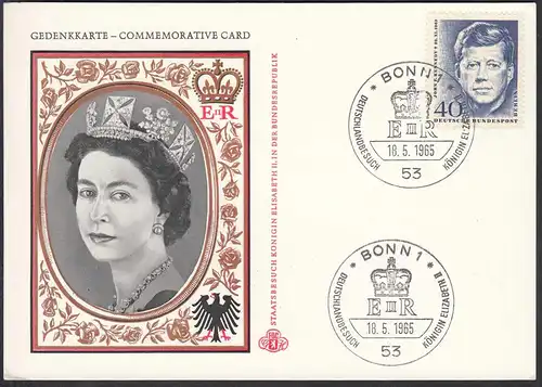 Queen Elisabeth II. of England visits Germany 1965 J.F. Kennedy stamp    (65209