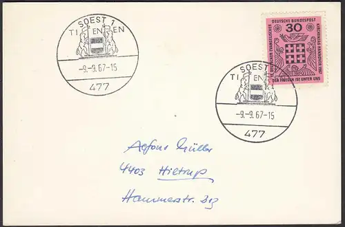 Soest Westfalen 1967 Karte mit SST TIENEN     (65213