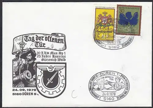 Düren 1978 Umschlag mit SST 25 Jahre Kaserne Gürzenich-Wald     (65221