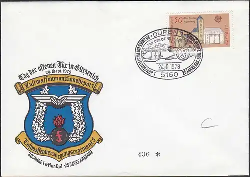 Düren 1978 Umschlag mit SST 25 Jahre Kaserne Gürzenich-Wald     (65223