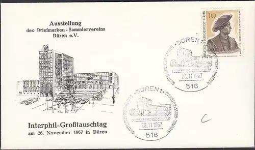 Düren 1967 Umschlag mit SST INTERPHIL Grosstauschtag    (65226