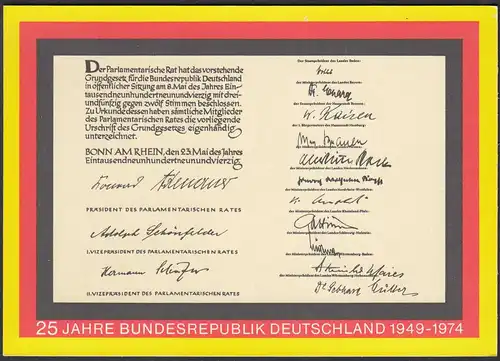 25 Jahre BRD BUND Sonderganzsache mit SST Düren 1978 Gürzenich Kaserne    (65227