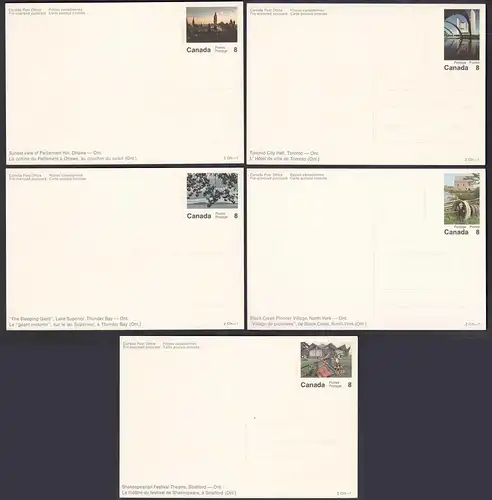 Kanada - Canada 5 Stück diff.Pre-stamped Postcards Postal Stationery    (65239