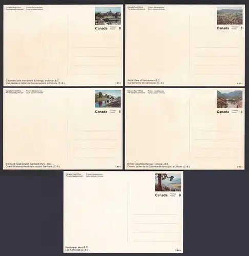 Kanada - Canada 5 Stück diff.Pre-stamped Postcards Postal Stationery    (65244