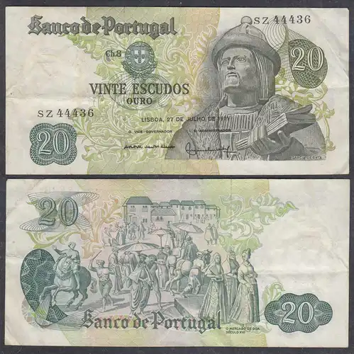 Portugal - 20 Escudos Banknote 1971 - Pick 173  VF (3)   (65268