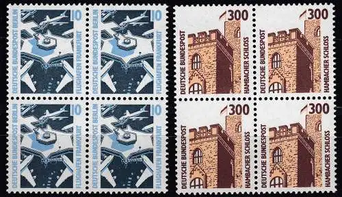 Bund BRD 1988 Mi.1348 ** Sehenswürdigkeiten 4er Block + 10 Pfg Berlin   (65301