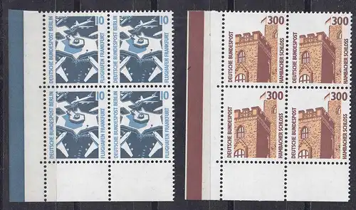 Bund BRD 1988 Mi.1348 ** Sehenswürdigkeiten Eckrand 4er Block UL * 10 Pfg Berlin