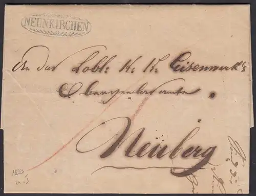 Österreich - Austria 1833 Vorphila NEUNKIRCHEN nach NEUBERG mit Inhalt  (27865