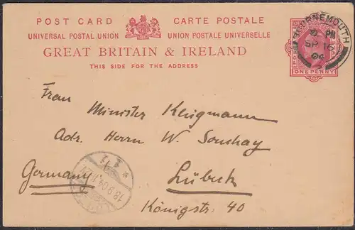 Grossbritannien - Great Britain UK 1904 Postkarte Postal Stationery 1 P.  (65339