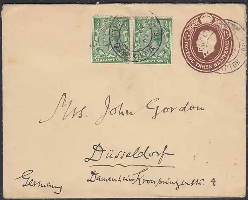Great Britain UK Postal Stationery Letter 3 1/2 P. mit Zusatzfrankatur    (65350