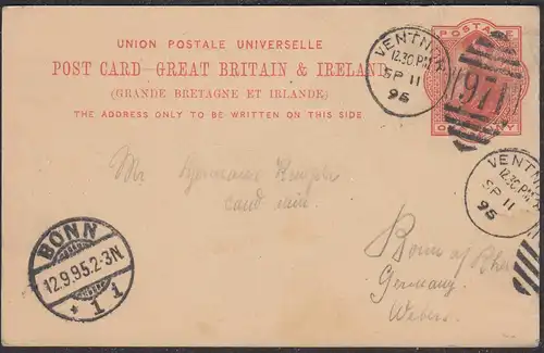 Grossbritannien - Great Britain UK 1895 VENTNOR Postal Stationery 1 P.    (65353