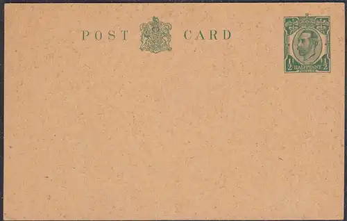 Great Britain UK Postal Stationery Postcard Halfpenny Georg V. unused   (65355