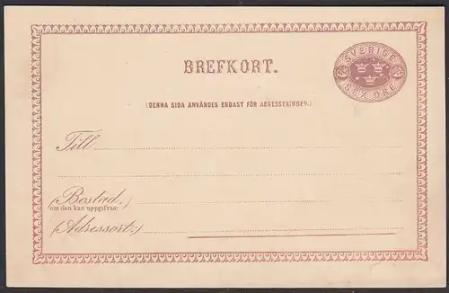 Schweden - Sweden 1884 Ganzsache 6 Öre Postal Stationery ungebraucht    (65379