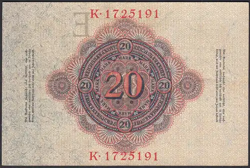 20 Mark 1910 Ro. 41 Wasserzeichen selten gute Erhaltung  (27892