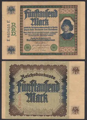 5000 Mark 1922 Ro 76 Pick 77 fast VF (3-)  E/E     (27913