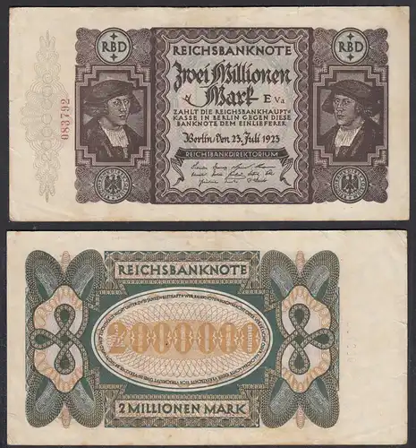 2 Millionen Mark 1923 Ro 89a Pick 89 VF (3) FZ: E - BZ: Va    (27925