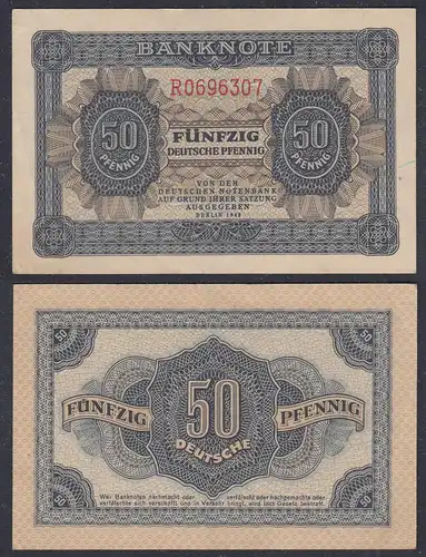 DDR 50 Pfennig 1948/51 Ro 339d XF (2) Serie R 7-stellig    (28077