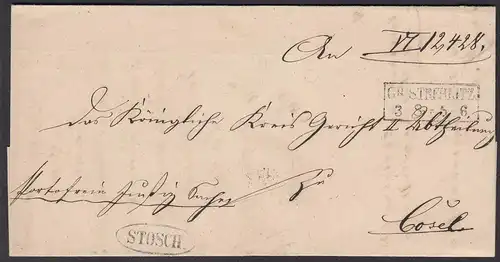 Gross Strehlitz R2 Brief 1855 nach Cosel mit Inhalt  (25856