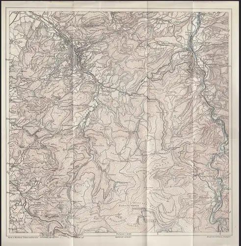 alte Karte d.Württemberger Schwarzwaldvereins von Baden-Wütt 1:50000 ca. 30x30cm