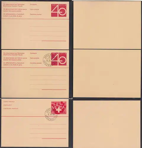 Schweiz - Switzerland 3 Stück Ganzsachen (2 Ersttag) Postal Stationery  (65237