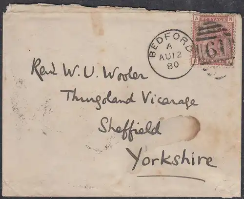 Grossbritannien - Great Britain UK Umschlag 1880 BEDFORD-SHEFFIELD 1 P.  (65333