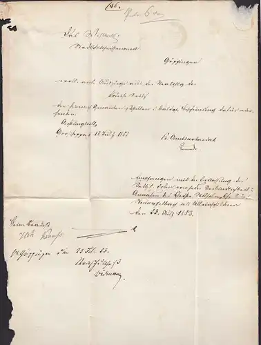 Württemberg 1847 Brief WAIBLINGEN L2 nach GÖPPINGEN mit Inhalt   (15997