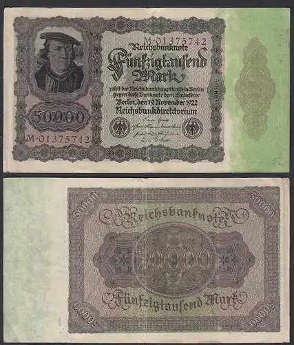 Reichsbanknote - 50.000 50000 Mark 1922 Ro 78 Serie M   (24224