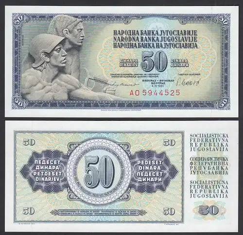 Jugoslawien - Yugoslavia 50 Dinara Banknote 1981 Pick 89b UNC (1)     (28255