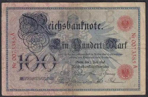 Reichsbanknote 100 Mark 1903 UDR T Serie C Ro 20 Pick 22 F (4)   (28273